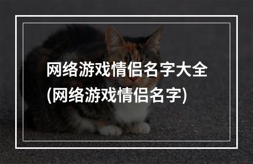 网络游戏情侣名字大全(网络游戏情侣名字)