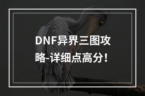 DNF异界三图攻略-详细点高分！