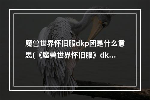 魔兽世界怀旧服dkp团是什么意思(《魔兽世界怀旧服》dkp是什么意思 dkp游戏含义详解)