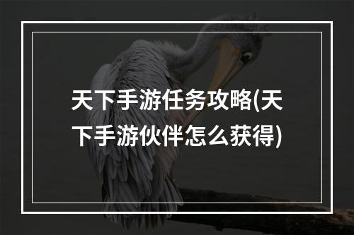 天下手游任务攻略(天下手游伙伴怎么获得)