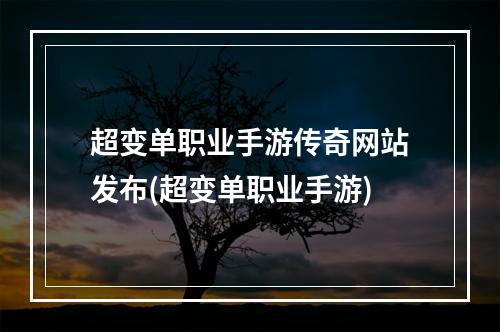 超变单职业手游传奇网站发布(超变单职业手游)