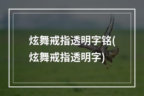 炫舞戒指透明字铭(炫舞戒指透明字)