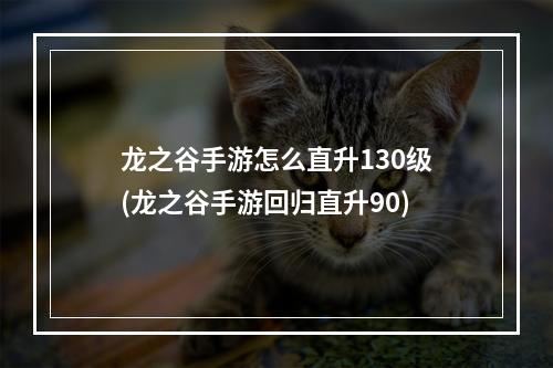 龙之谷手游怎么直升130级(龙之谷手游回归直升90)