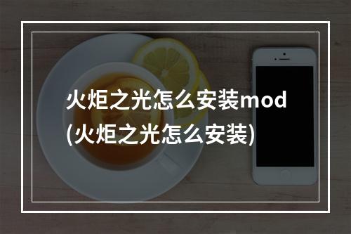 火炬之光怎么安装mod(火炬之光怎么安装)