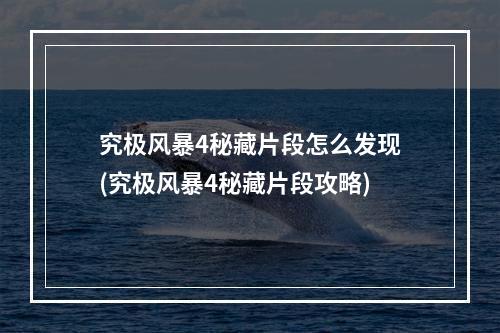 究极风暴4秘藏片段怎么发现(究极风暴4秘藏片段攻略)