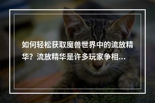 如何轻松获取魔兽世界中的流放精华？流放精华是许多玩家争相追寻和收集的珍稀物品。它是用于合成许多高级装备的重要材料。在本攻略中，我们将分享一些流放精华获取的技巧和