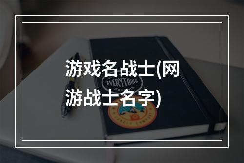 游戏名战士(网游战士名字)