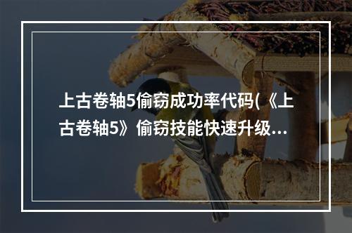 上古卷轴5偷窃成功率代码(《上古卷轴5》偷窃技能快速升级方法)