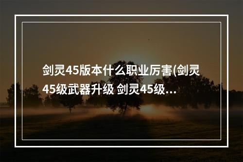 剑灵45版本什么职业厉害(剑灵45级武器升级 剑灵45级武器选择 剑灵45级武器成长)