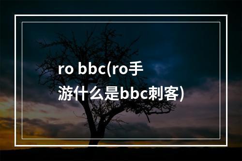 ro bbc(ro手游什么是bbc刺客)