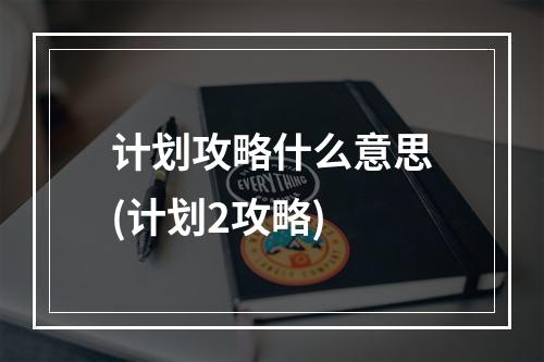 计划攻略什么意思(计划2攻略)