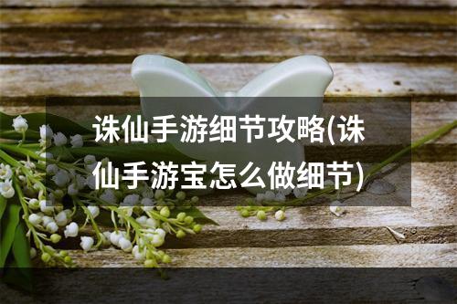 诛仙手游细节攻略(诛仙手游宝怎么做细节)