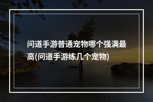 问道手游普通宠物哪个强满最高(问道手游练几个宠物)