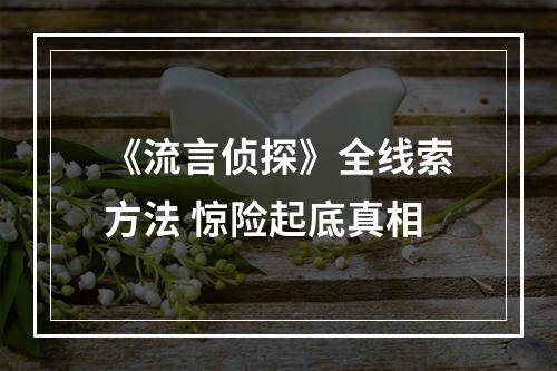 《流言侦探》全线索方法 惊险起底真相