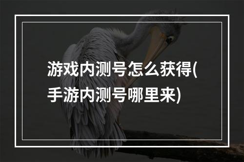 游戏内测号怎么获得(手游内测号哪里来)