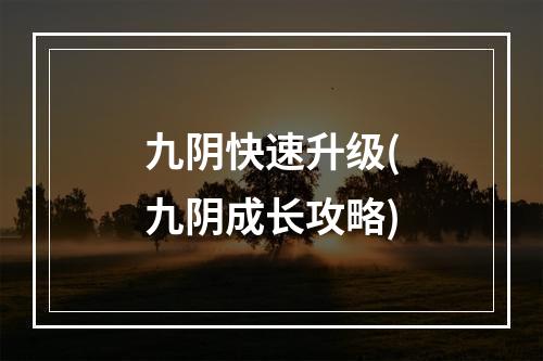 九阴快速升级(九阴成长攻略)