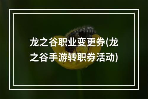 龙之谷职业变更券(龙之谷手游转职券活动)