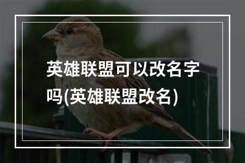 英雄联盟可以改名字吗(英雄联盟改名)