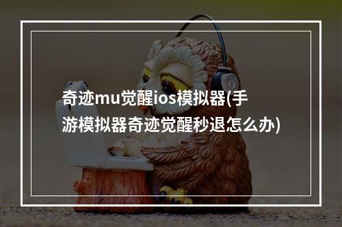 奇迹mu觉醒ios模拟器(手游模拟器奇迹觉醒秒退怎么办)