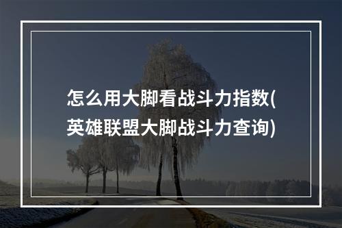 怎么用大脚看战斗力指数(英雄联盟大脚战斗力查询)