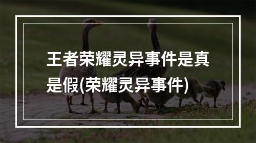 王者荣耀灵异事件是真是假(荣耀灵异事件)