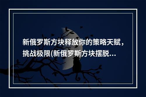 新俄罗斯方块释放你的策略天赋，挑战极限(新俄罗斯方块摆脱无聊，燃烧你的脑细胞)