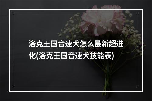 洛克王国音速犬怎么最新超进化(洛克王国音速犬技能表)