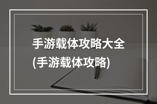 手游载体攻略大全(手游载体攻略)