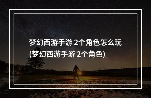 梦幻西游手游 2个角色怎么玩(梦幻西游手游 2个角色)