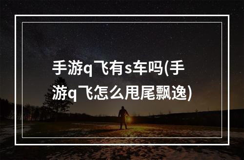 手游q飞有s车吗(手游q飞怎么甩尾飘逸)