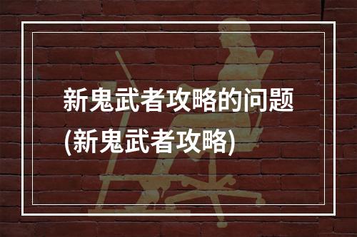 新鬼武者攻略的问题(新鬼武者攻略)