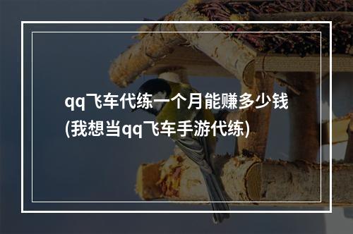 qq飞车代练一个月能赚多少钱(我想当qq飞车手游代练)