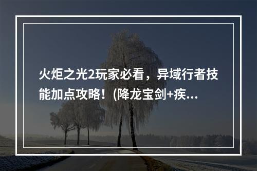 火炬之光2玩家必看，异域行者技能加点攻略！(降龙宝剑+疾风步)