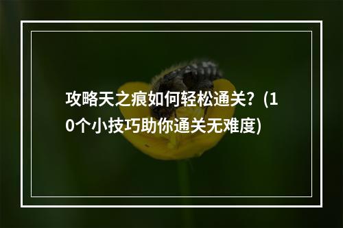 攻略天之痕如何轻松通关？(10个小技巧助你通关无难度)