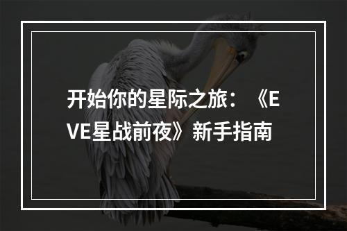 开始你的星际之旅：《EVE星战前夜》新手指南