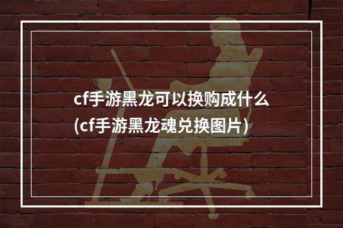 cf手游黑龙可以换购成什么(cf手游黑龙魂兑换图片)