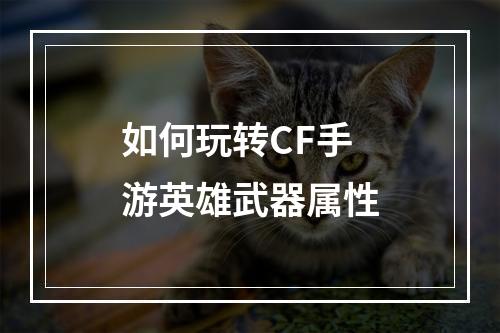 如何玩转CF手游英雄武器属性