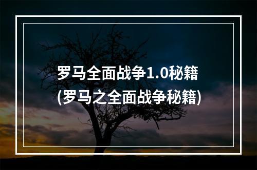 罗马全面战争1.0秘籍(罗马之全面战争秘籍)