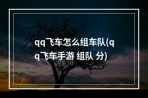 qq飞车怎么组车队(qq飞车手游 组队 分)