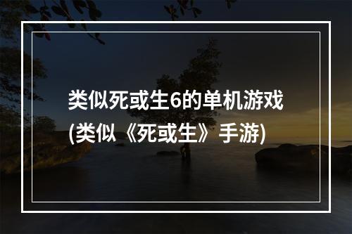 类似死或生6的单机游戏(类似《死或生》手游)