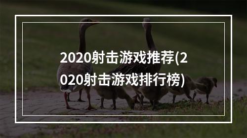 2020射击游戏推荐(2020射击游戏排行榜)