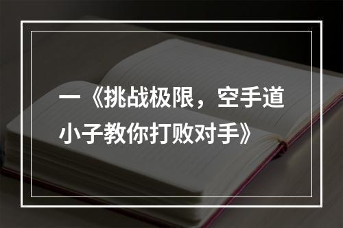 一《挑战极限，空手道小子教你打败对手》