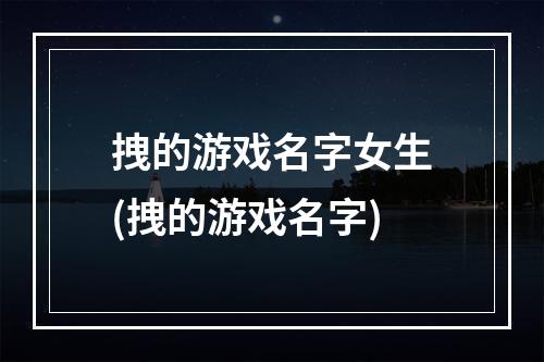 拽的游戏名字女生(拽的游戏名字)