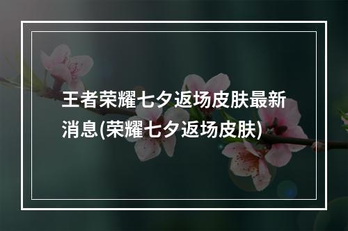 王者荣耀七夕返场皮肤最新消息(荣耀七夕返场皮肤)