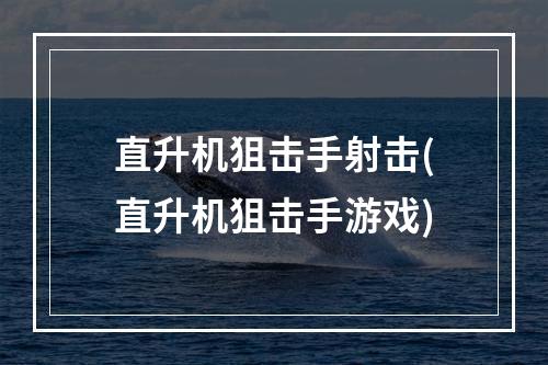 直升机狙击手射击(直升机狙击手游戏)