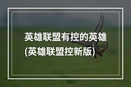 英雄联盟有控的英雄(英雄联盟控新版)