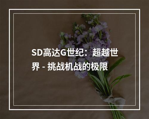 SD高达G世纪：超越世界 - 挑战机战的极限