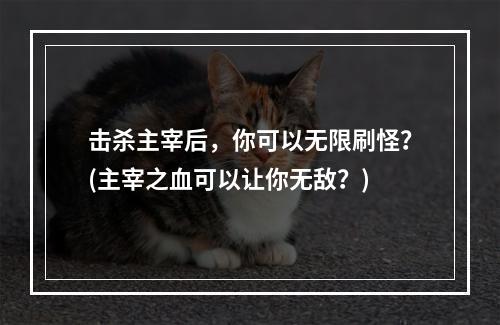 击杀主宰后，你可以无限刷怪？(主宰之血可以让你无敌？)