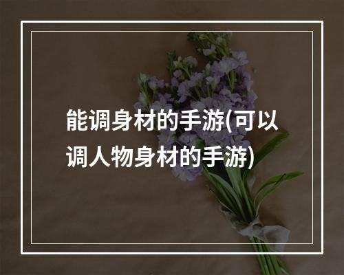 能调身材的手游(可以调人物身材的手游)