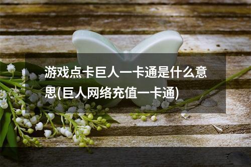 游戏点卡巨人一卡通是什么意思(巨人网络充值一卡通)